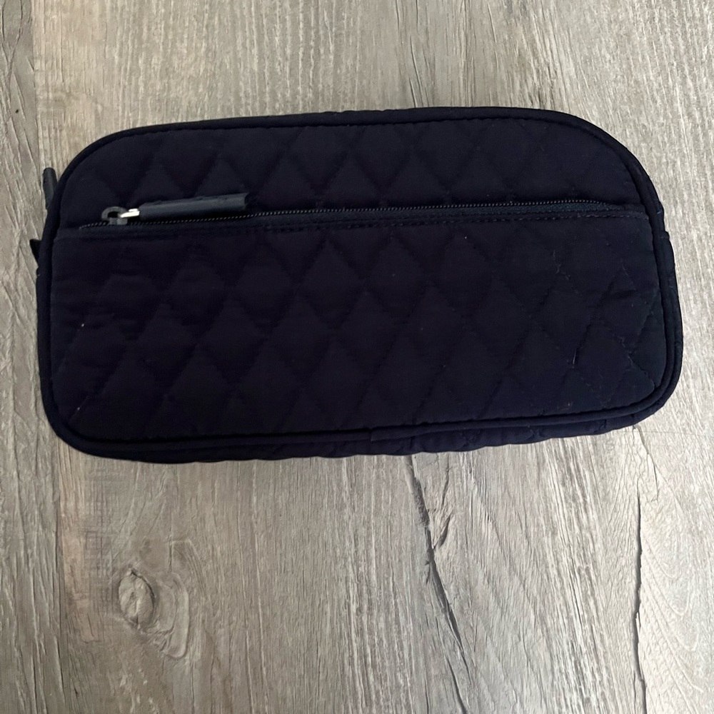 Vera Bradley Quilted Navy blue Zipper Pouch toiletries bag